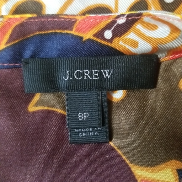 J. CREW 100% Silk Twill Darwin Sleeveless Ruffle Bib Back Button Top 8 Petite - Picture 4 of 5